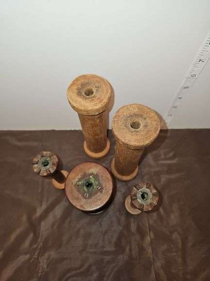 Primitive Old Wood Thread Spools Holders