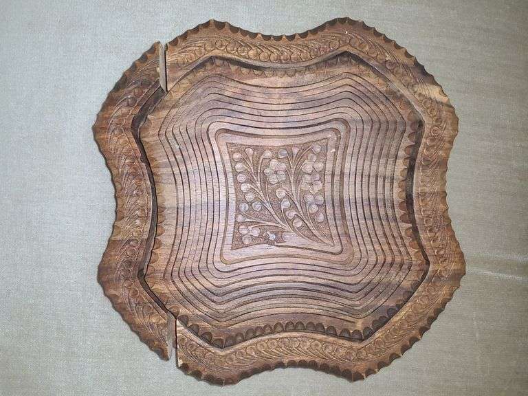 Hand-carved Collapsible Wooden Basket