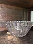 Large clear cut glass serving bowl
