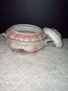 Vintage Lusterware Footed Trinket Dish & Vintage Porcelain Trinket Box with Pins
