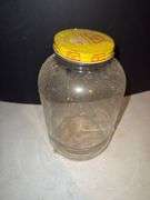 Vintage jar with Fischers yellow lid