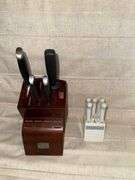 Chicago Butcher Block & Vintage Set of Cheese/Butter Spredders with Block