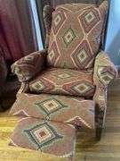Traditional Reclining Wingback Chair with Large Pillow