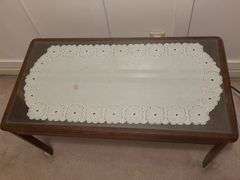 Vintage table with glass insert