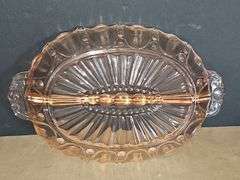 Vintage Pink Depression Glass Divided Relish Dish