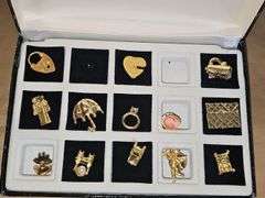 Vintage jewelry box and jewelry & brown boxes with pins