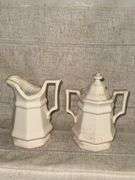 Vintage White Ironstone Creamer & Sugar Set