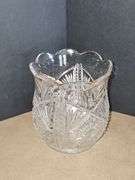 Vintage Indiana Glass Clear Stars and Bars Fairy Lamp Light TOP ONLY & cut glass vase
