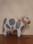 Wooden Cow & welcome block sign