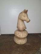 Black Mare & Foal Resin Horse Head Statue & Rare Hand Carved Chess Piece