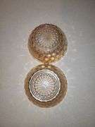 Federal Glass 10" Golden Petal Starburst Bowl & Carnival Glass Bubble Dessert/Fruit Bowls