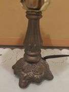 Brass desk lamp with frosted shade