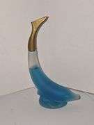 Vintage Avon Frosted Glass Dolphin Bottle W/ Gold Screw On Tail
