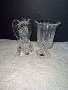 Clear Crystal Class Footed Vase & Clear Crystal Angel Holder