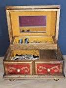 Wooden jewlery box with costume jewelry