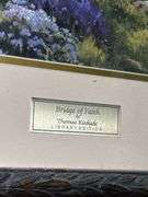 Thomas Kinkade "Bridge of Faith" Framed Print & Vintage Wall Sconces
