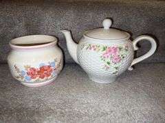 Floral Teapot & Floral painted vase