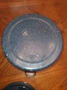 Blue enamel stock pot with lid