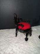 Vintage Tin Can Tramp Folk Art Pin Cushion Chair With Red Seats