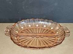 Vintage Pink Depression Glass Divided Relish Dish