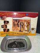Vintage Wilton Columbia Plate, Vintage Hymn Book, Godinger Serving Tray, Scripture Picture Book & mo