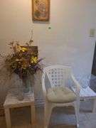 Plastic outdoor chair, plastic tables, & more