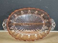 Vintage Pink Depression Glass Divided Relish Dish