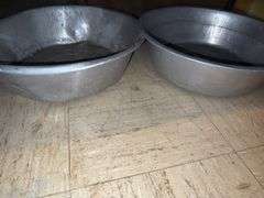 Vintage aluminum wash pans.