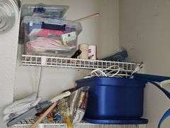 Shelf contents and cleaning supplies