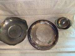Metal serving trays & candy dish