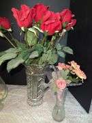 Glass Vases, Faux Flowers & Shells
