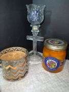 Candleberry Cinnamon Broomstick candle & other various candles and holders