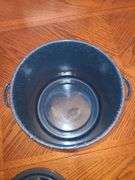 Blue enamel stock pot with lid