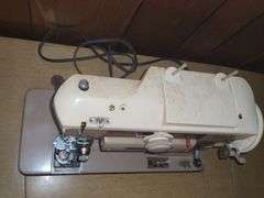 Sewing cabinet, stool, & Singer Sewing Machine