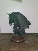 Black Mare & Foal Resin Horse Head Statue & Rare Hand Carved Chess Piece