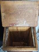 Vintage wooden trash can