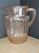 Hocking Pink Mayfair Open Rose 8½" Tall Pitcher