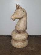 Black Mare & Foal Resin Horse Head Statue & Rare Hand Carved Chess Piece