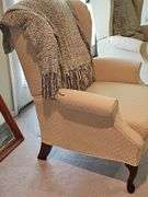 Wing back chair & throw