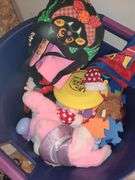 Blue tub of dress up items & more