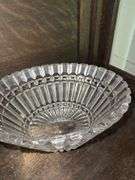 Large clear cut glass serving bowl