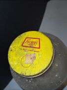 Vintage jar with Fischers yellow lid