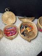 Folk art straw dolls, letter opener, & mini baskets