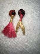 Folk art straw dolls, letter opener, & mini baskets