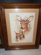 Paul Whitney Hunter signed Deer Print and other Framed wall art
