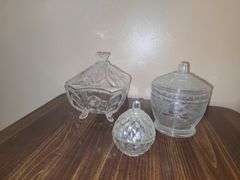 Clear glass candy dishes