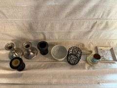 Various Candle Holders & New BIC Lighter