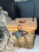 Mop Head Doll, Vintage Handmade Rabbit & Fabric Plush & Primitive Wooden Tissue Box