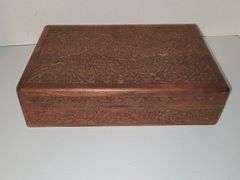 Hand carved wooden box