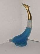 Vintage Avon Frosted Glass Dolphin Bottle W/ Gold Screw On Tail